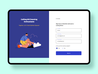 Sign Up Page Design for a Volunteer Program. app dailyui mobile app design sign up page ui ui design uiux uiux design ux