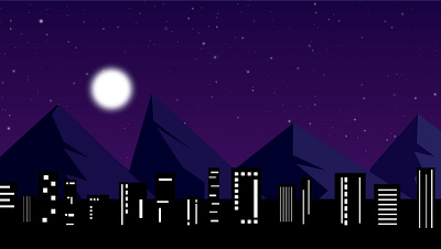 City Sillouhette at Night graphic design illustration