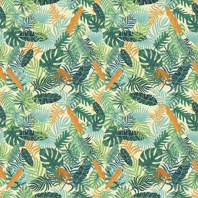 Seamless Exotic tropical palm leaves art background decoration design fabric floral graphic design illustration leafs monstera nature pattern seamless tropical vector vintage wallpaper