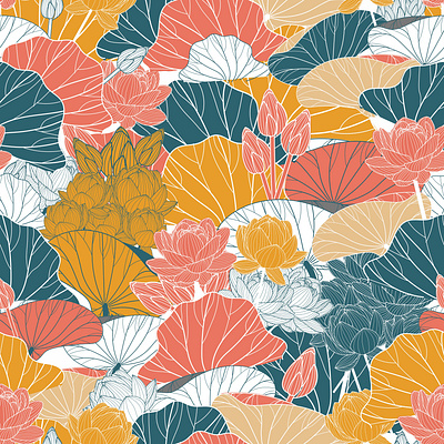 Seamless Tulips hand drawn pattern background colorful decoration design fabric floral flower graphic design hand drawn illustration nature pattern repeat seamless spring summer tulips vector wallpaper