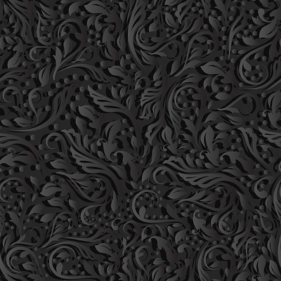 Seamless illustration of abstract black floral vine pattern black dark design elegant floral leafs luxury nature wedding
