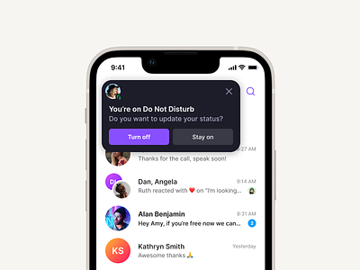 💤 DND Reminder for iOS alert app call chat clean design desktop inbox message minimal mobile modal notification phone prompt saas simple ui ux web