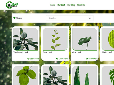 BeLEAF - Leaf Encyclopedia Website adobexd figma flowers graphic design learning nature plants uiux website