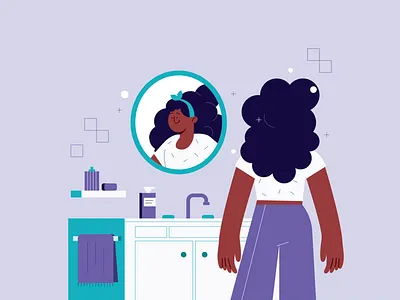 Restspace - Take a Second to Freshen Up afrcan american african american girl africanamerican afro animation bathroom blackgirl brand character characterdesign colors design freshup girl girl animation illustration restspace vector