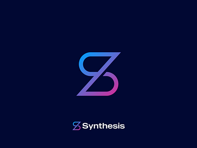 Synthesis branding clean connected design infinity interconnected letter logo loop minimalism s simple type vector