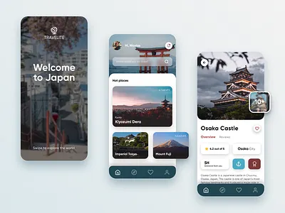 Travelite | World Traveling App Design app design design figma graphic design japan kyoto logo photoshop travel ui uiux ux vector world