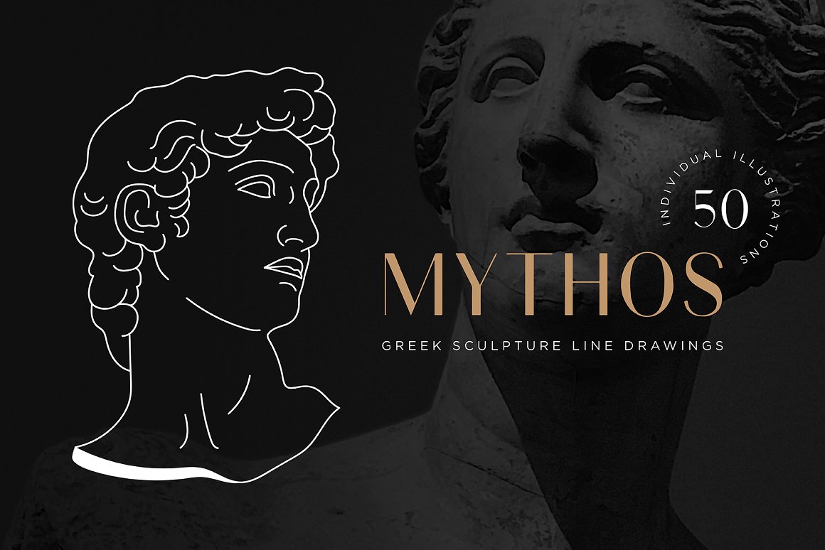 Aesthetic Greek Sculpture Line Art app branding design graphic design illustration logo typography ui ux vector