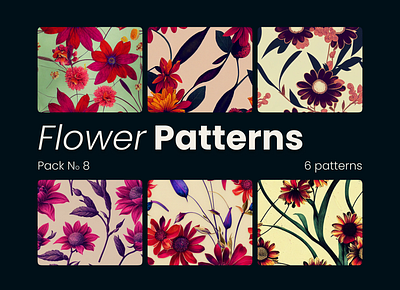 Flower Patterns Pack No 6 digital download flowers background graphic design summer digital paper