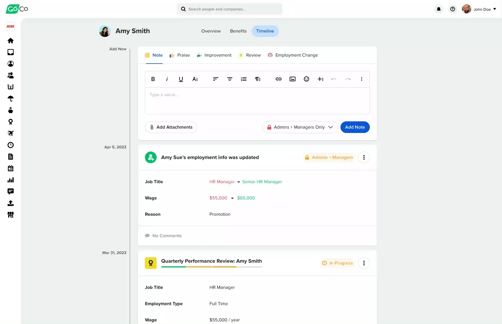 Example of Performance Management