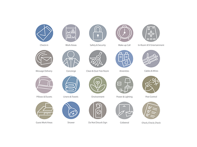 Hyatt Hotel – Room Icons design graphic design icons illustration vector