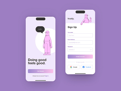 trusty. | Mobile App android app create account dailyui figma illustration ios mobile app registration signin signup ui uiux design