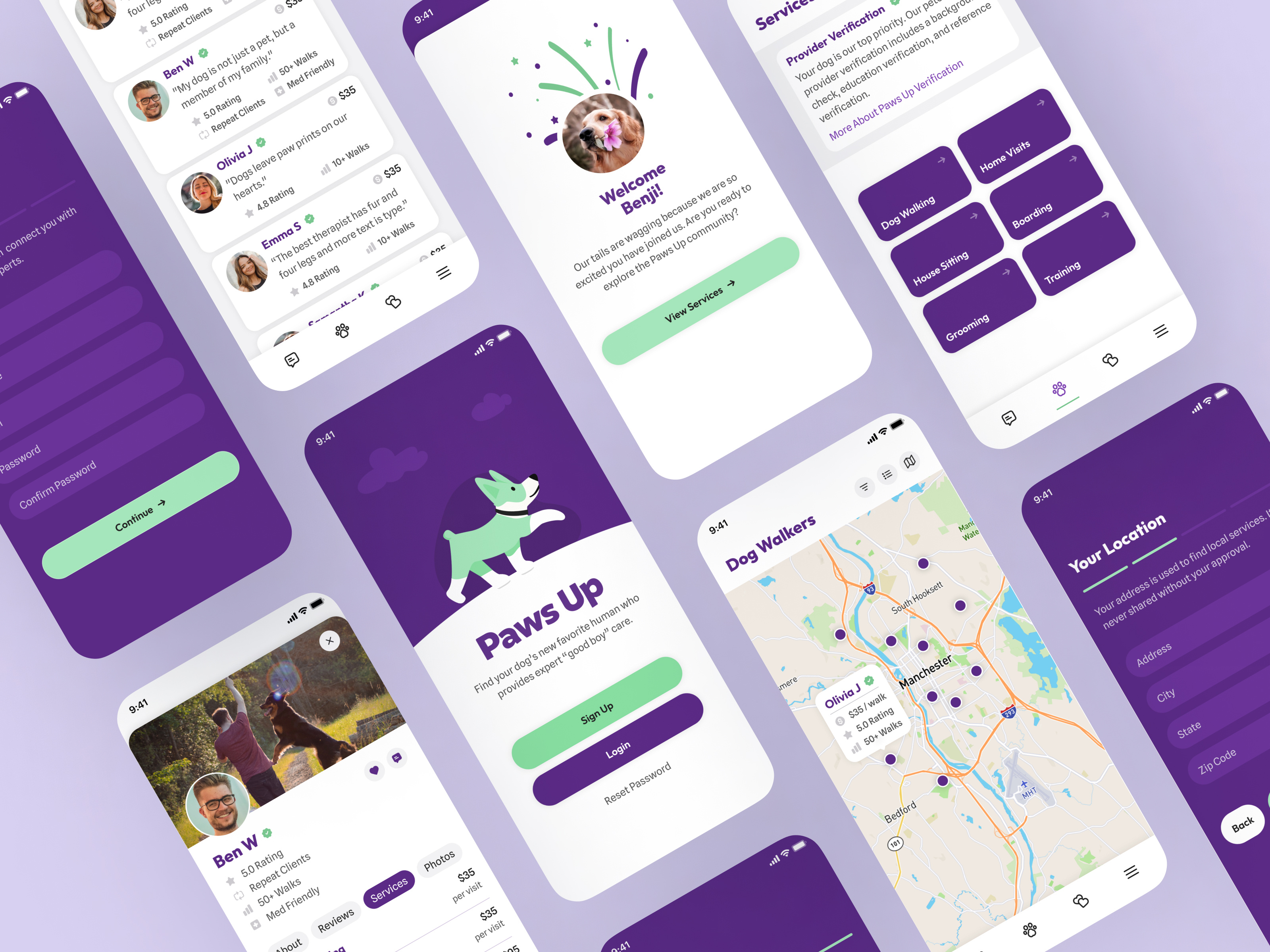 Paws Up - Dog Care App app design ui