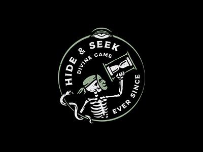 Hide & Seek apparel badge branding classic eye hand drawn hourglass logo logo badge logo design occult retro retro logo rustic skeleton skull snake tshirt vintage vintage logo