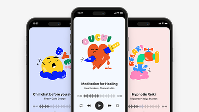 Player for meditation app app blue branding clean design figma fun graphic design illustrations meditation modern player relaxation ui ux