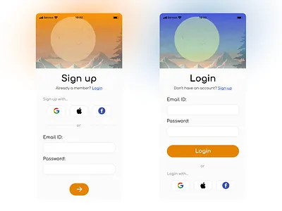 Sign up / Login app dailyui interface design login mobile sign up ui ux