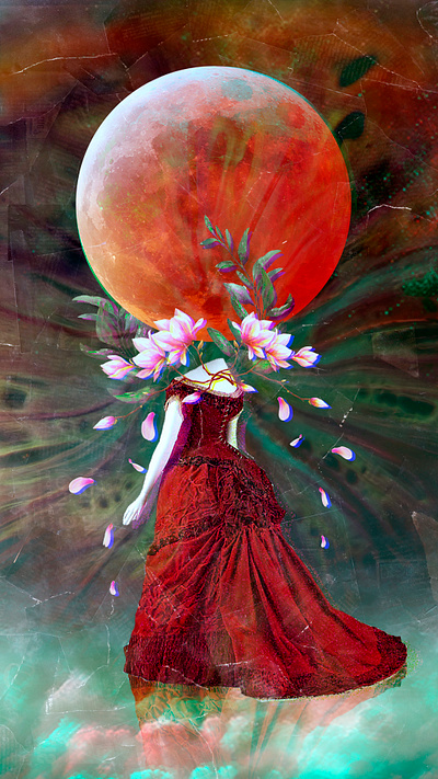 The Victorian Dress art collage design digital digital art digital collage dress illustration moon red surreal surrealism victorian