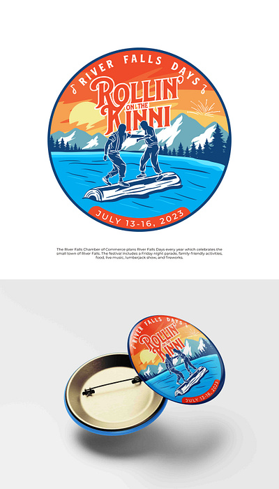 Rollin on The Kinni agency design festival illustration logo logodesign logos lumberjack mountain river travel hotel