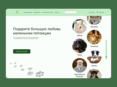 Pet shop animals design dog breeds dogs main screen pet shop ui