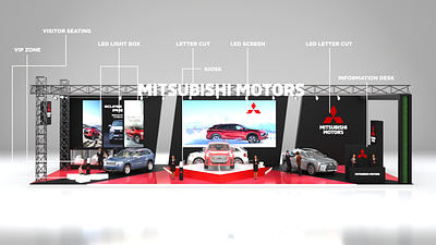 Exhibition Stand 3d Design For MITSUBISHI MOTORS 3d booth car car show event exhibition kiosk motors show stall stand