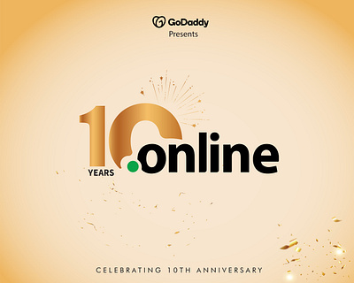 Celebrating GOdaddy Online 10th anniversary graphic design logo