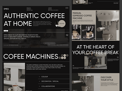 Smeg Shop-Landing page 3d model 3d present animation classic coffee coffee machine e commerce ecommerce header hero section landing page menu minimal modern shop smeg store trend ui website