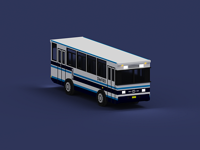 Retro Damri Bus 3dart artwork bus design creative damri bus design digitalart dribbble showcase graphic design illustration indonesia lowpoly magicavoxel public transport transportation voxelart