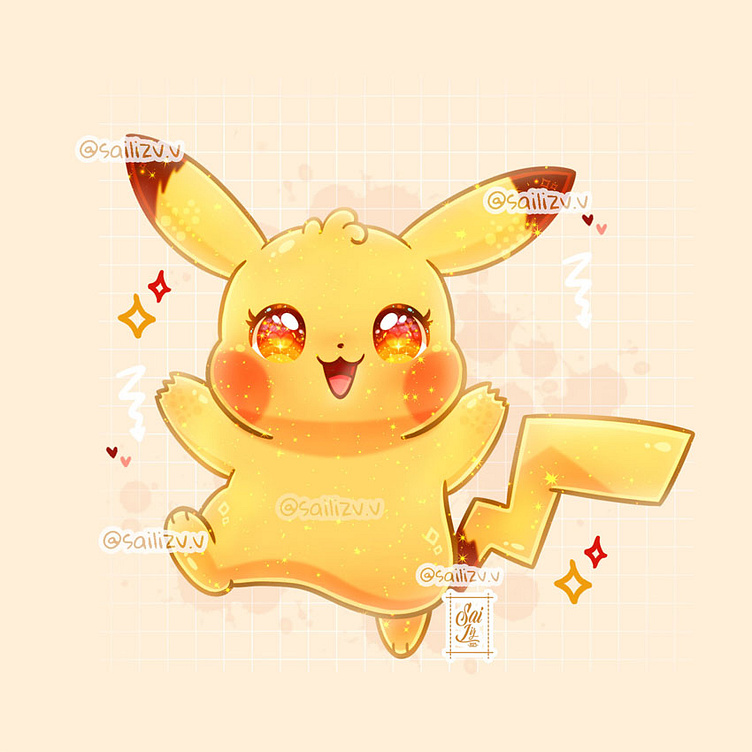 Pikachu Pokemon Kawaii!! by sailizv.v by Sai Liz on Dribbble