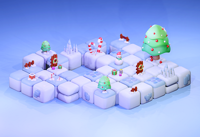 3D Low poly Christmas 3d blender christmas christmas tree low poly present snow winter
