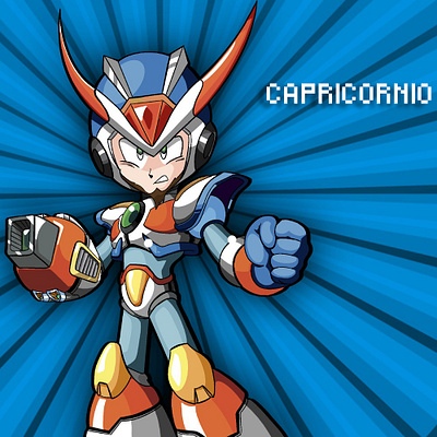 Capricornio (Mega man) anime art artdigital design digitalart illustration ilustración photoshop procreate