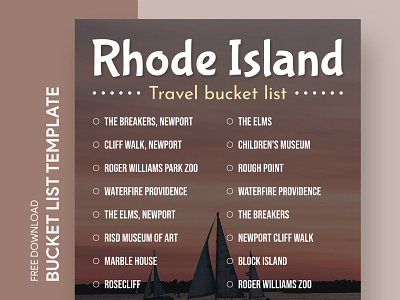 Rhode Island Travel Bucket List Free Google Docs Template america bucket bucketlist checklist docs document goals google list print printing template templates travel trip united states usa wish wishlist