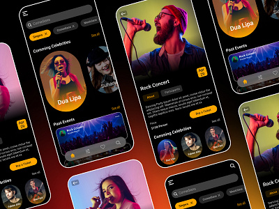 Event Mobile App Design app app design dark theme event event app landingpage music music app music app design trendy app website