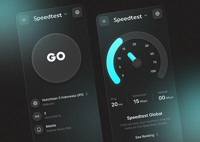 Speedtest | App Design app darkmode design glow gradient mobile neon speedtest ui