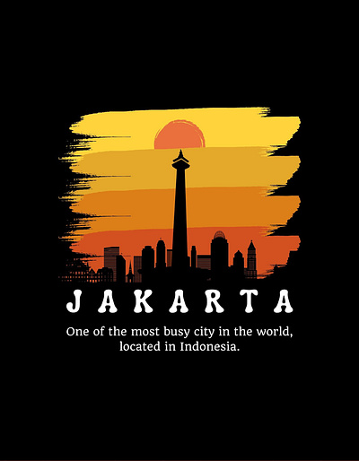 Black Retro Jakarta T-shirt Design outdoor