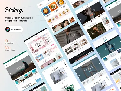 Stelary Multi-purpose Blogging for Figma blog blog design blogger blogging design fashion blog figma food blog ghost html5 multipurpose personal blog template theme travel blog ui ux web design website design wordpress