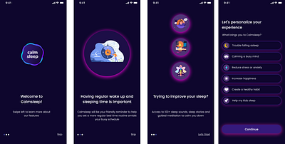 Calm Sleep Onboarding Screen Redesign branding graphic design illustration ui ux