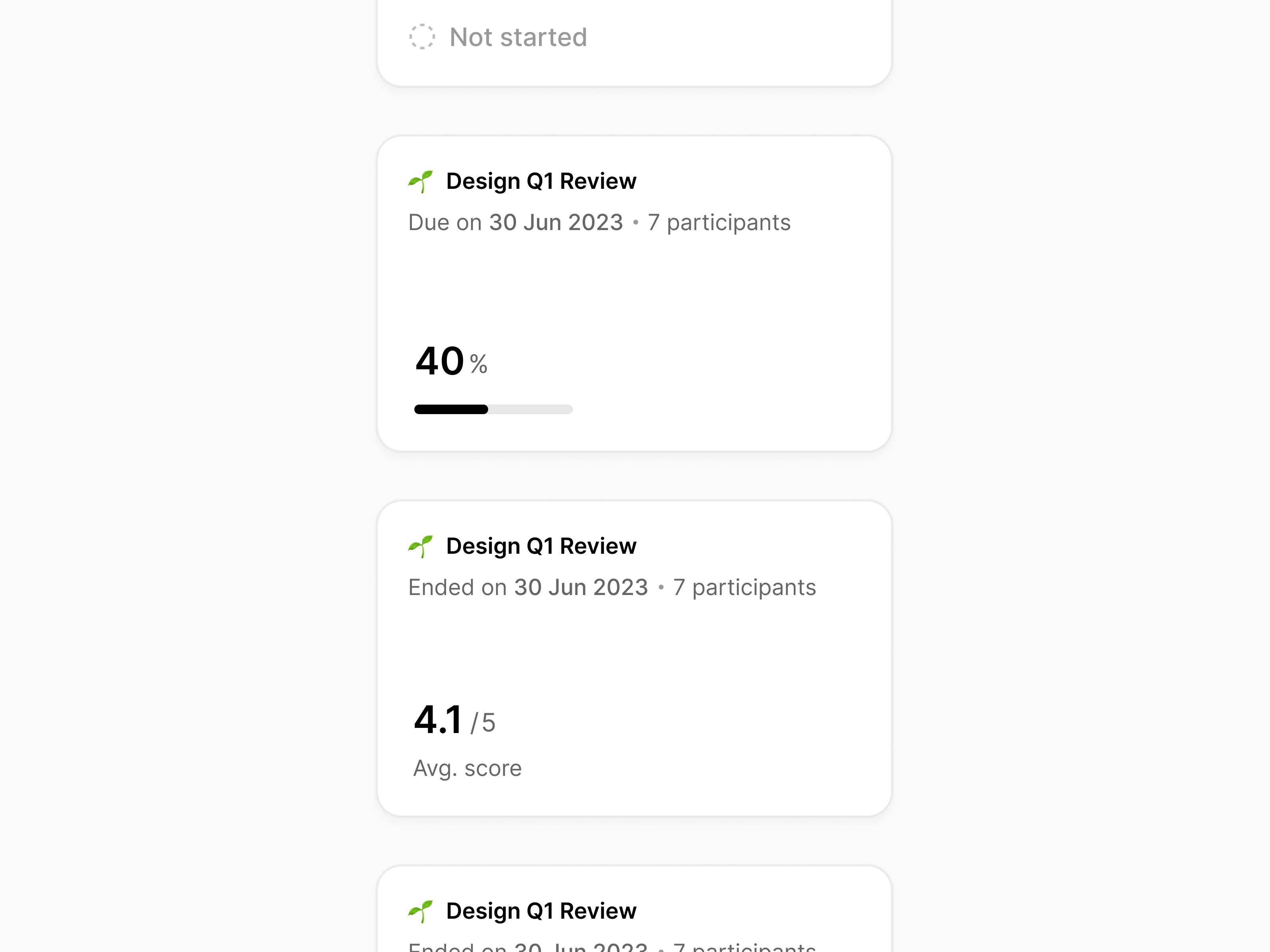 Performance Review Cards 360 degree feedback performance reviews reviews scorecards ui