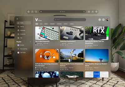 Vids Concept - Apple Vision Pro apple apple vision pro design spatial spatial ui spatial ui design streaming app ui user interface video streaming visionos