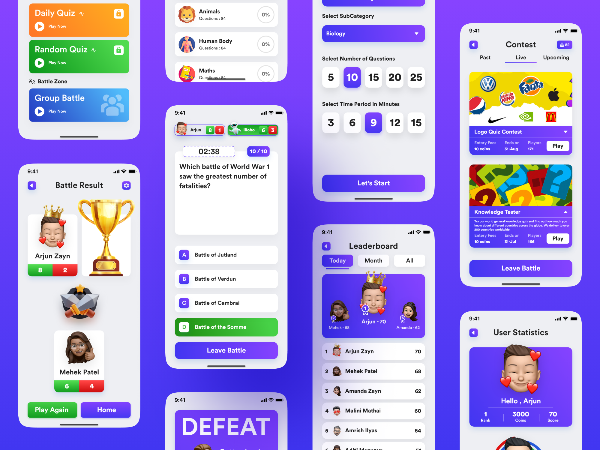 Quiz App UI Designs, Themes, Templates And Downloadable Graphic ...