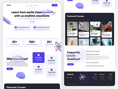 Online Educational Website 999watt blue button contact course design education footer header hero header illustration landing page theme ui ux website