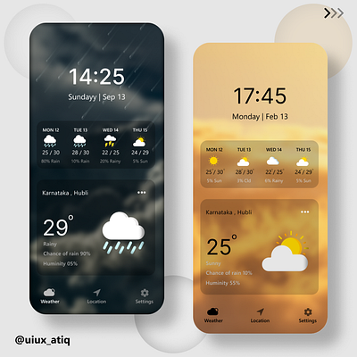 Weather mobile app ui/ux design animation ui