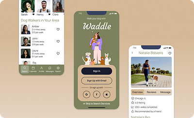 Waddle Case Study: Come walk your dog! product design ui ux