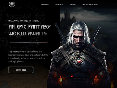 The Witcher Landing Page Web UI animation clean fantasy geralt geralt of rivia landing page the witcher ui design web ui witcher