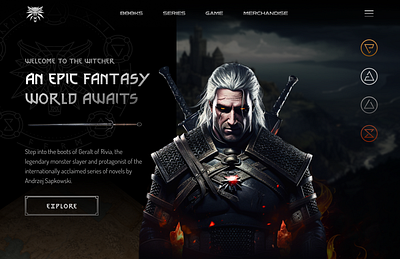 The Witcher Landing Page Web UI animation clean fantasy geralt geralt of rivia landing page the witcher ui design web ui witcher