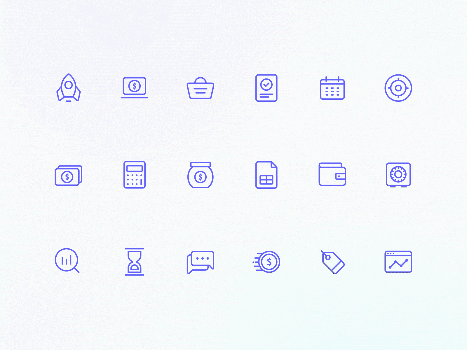 Finvesto Icons branding clean collection component dark design icon iconography illustration motion graphics new style ui ux vector