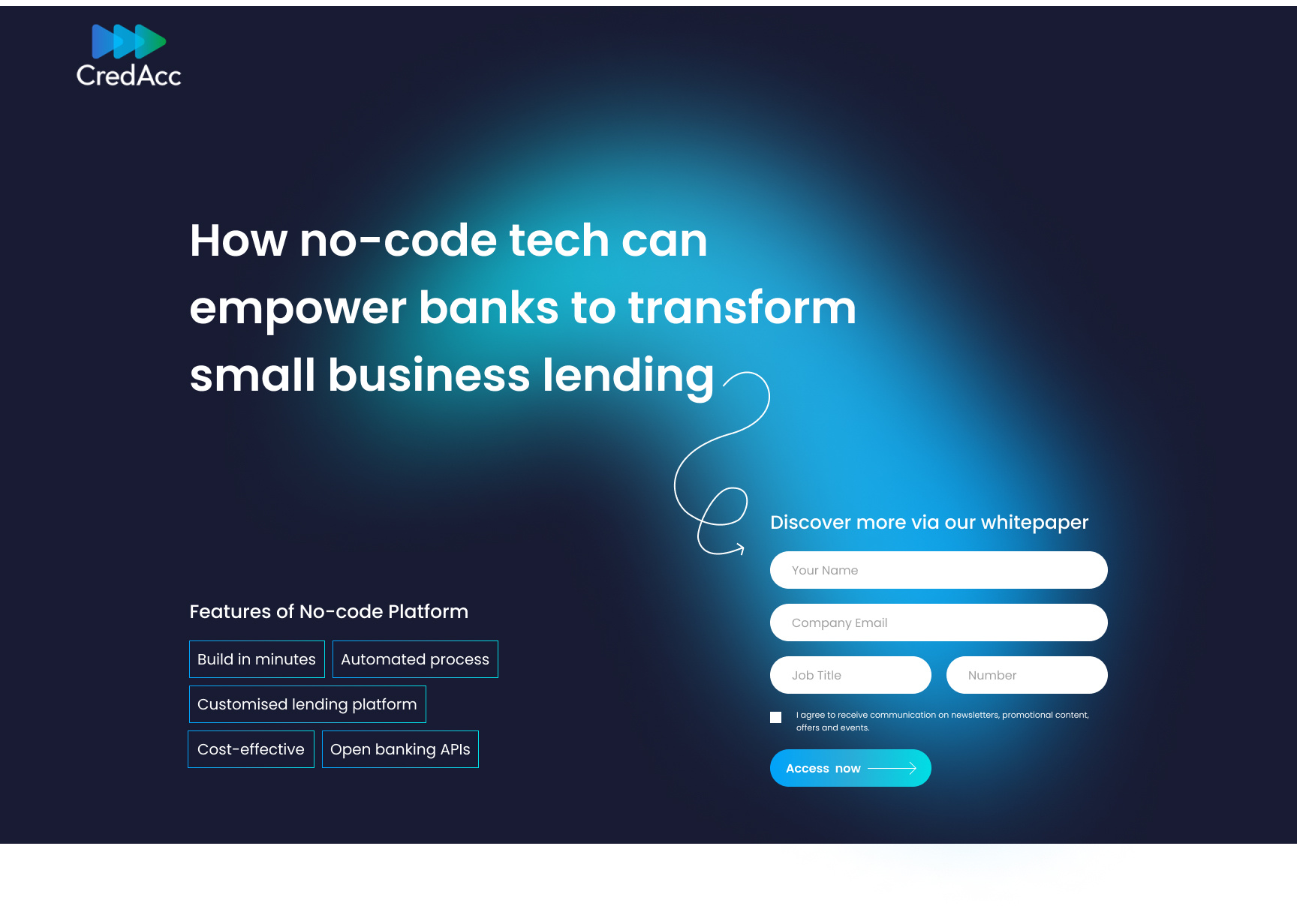 NoCode Campaign Landing Page for CredAcc banking design gradient landing page minimalistic nocode ui ux