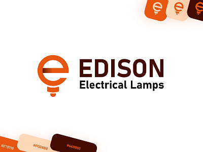Edison Logo branding design e letter electric lamp logo orange