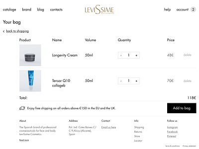 Shopping cart for an online store branding design ui ui ux ux web website