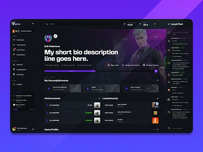 Player Profile Page | Gaming Concept concept cybersports dark dark mode dashboard design esports faceit gamer games gaming gaming app platform profile steam tournament tournaments ui ux web