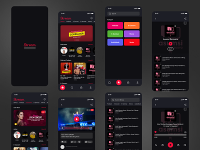Streaming Online - Mobile App app apps concept design e concert mobile online podcast streaming ui ux