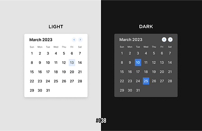 Daily UI Design #038 | Calendar calender daily dark design explore inpiration light theme trending ui web